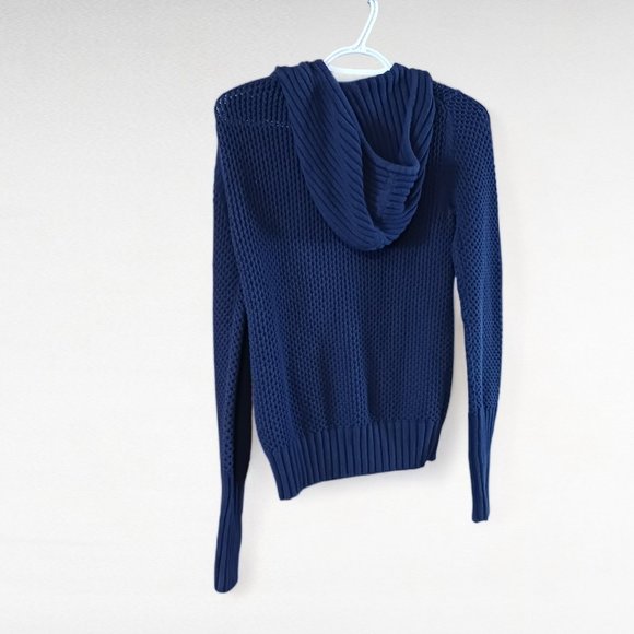 American Eagle Live Your Life Full Zip Cable Knit Hoodie – Navy Blue, Size M - Picture 9 of 16